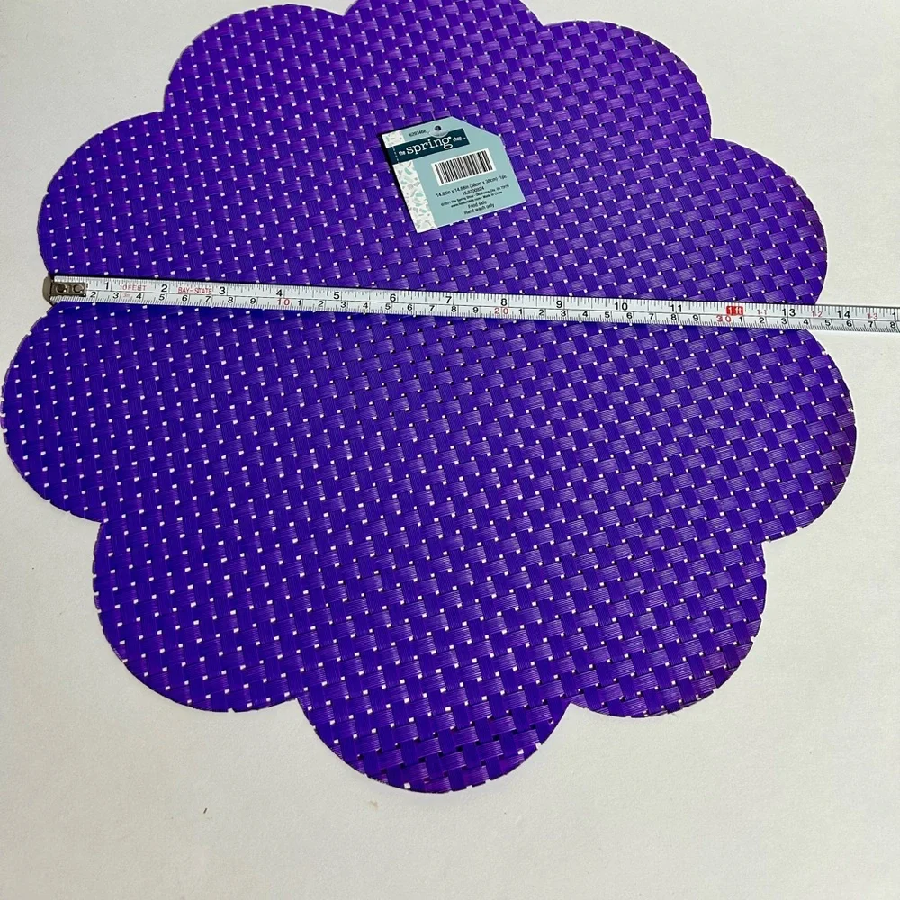Purple Flower Scallop 14”Placemats Plastic Weave Spring Shop Set 4 NEW Summer